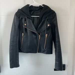 Leather Hooded Jacket